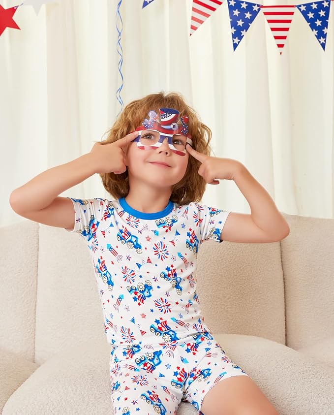 babee Reshinee Bamboo Viscose Toddler Boys Pajamas Set, Short Sleeve Kids - Image 4