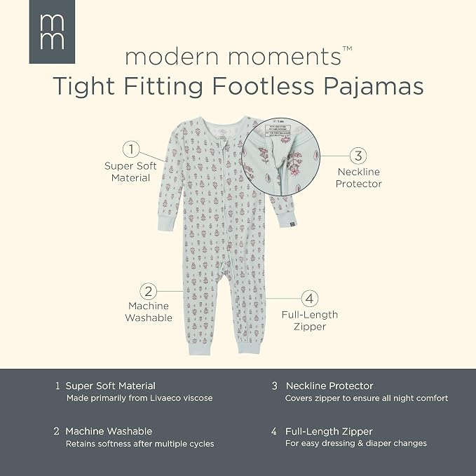 Modern Moments by Gerber Baby Boys & Girls Hacci Footless Pajamas - Image 6
