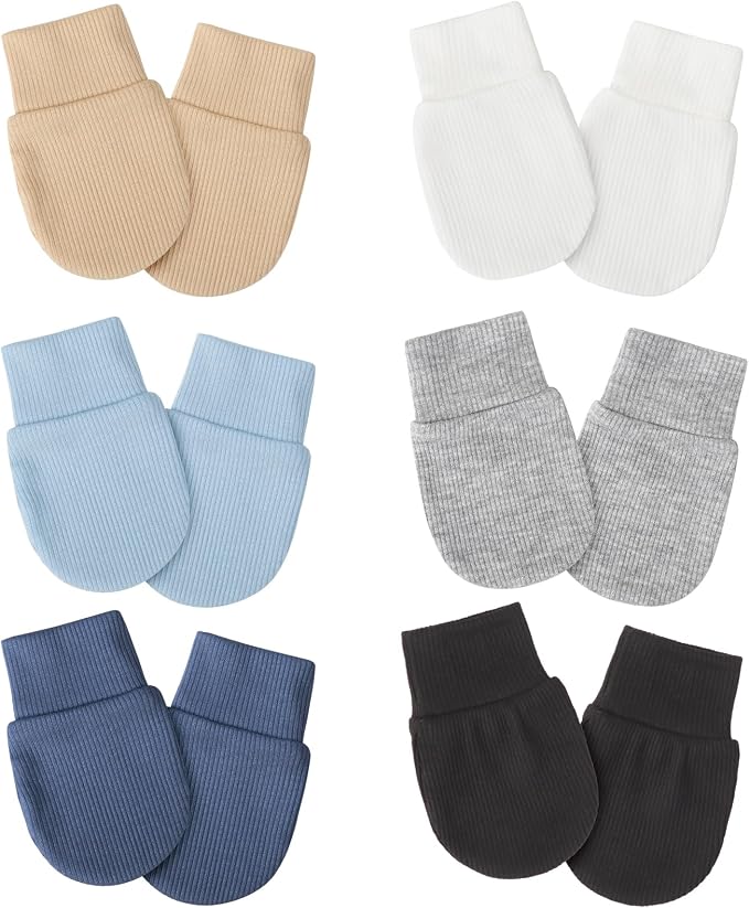 AQOKKA Newborn Baby Mittens No Scratch Cotton Elastic Wrist Gloves Infant by AQOKKA