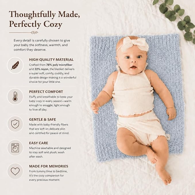 Saranoni Bamboni Baby Blanket Breathable Bamboo Soft Security Sky Blue Mini | - Image 5