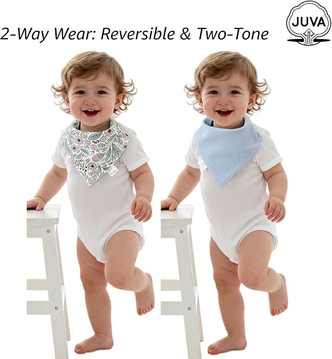 JUVA Baby Bandana Drool Bibs 6pk, Organic Cotton, Absorbent & Reversible | 100% - Image 4
