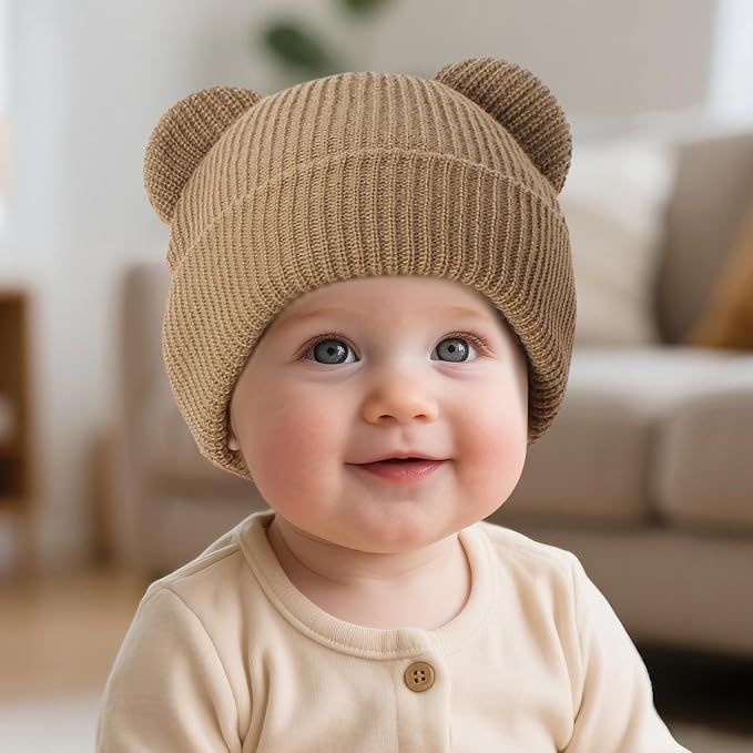 Baby Beanie Cute Toddler Winter Hat 3 Pack Soft Double Layers Knit Warm Cap - Image 8
