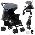 Lightweight Travel Stroller at Only 4.6 kg, Folding Compact Pushchair with Multi-Position Recline, Babies and Toddlers Pram from Birth, Baby Buggy with Cup Holder, Canopy (A8 Grey)