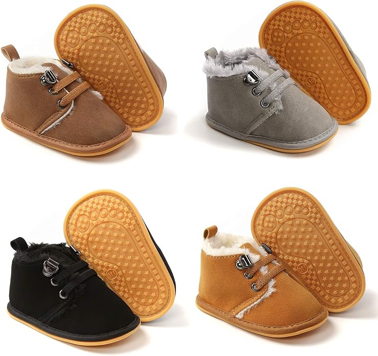 Baby Boys Girls Booties Fleece Anti-Slip Soft Sole Boots Toddler First Walker - Image 3