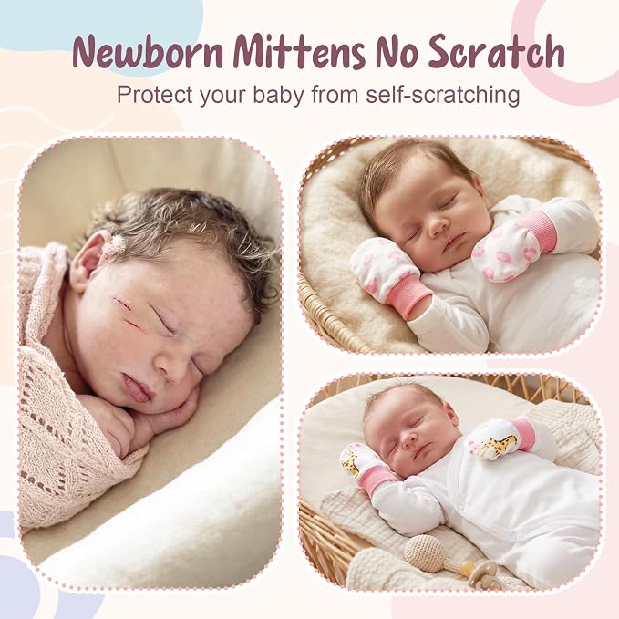 8 Pairs Baby Mittens No Scratch, Cotton Newborn Gloves Infant Mittens - Image 4