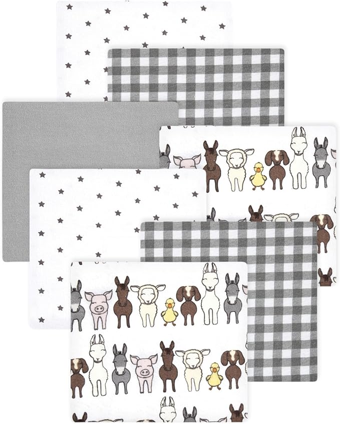 Little Treasure Hudson Baby Cotton Poly Flannel Receiving Blankets Multipack by HudsonBaby