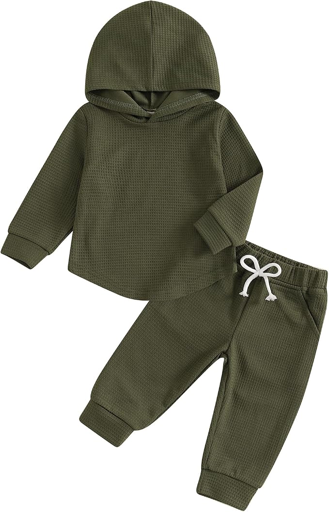 Thorn Tree Infant Baby Boys Pants Set Hooded Solid Sweatshirt Top Pocket by ThornTree