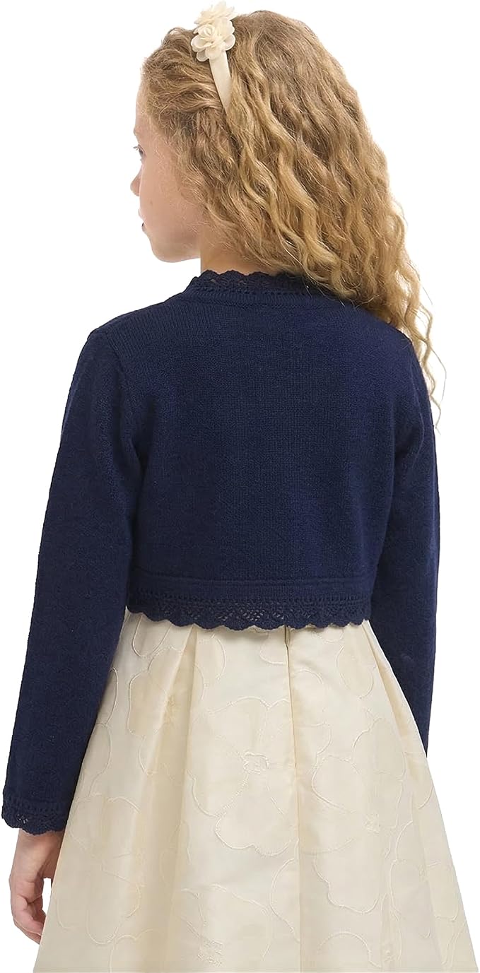 Lilax Little Girls' Knit Long Sleeve Button Closure Bolero Cardigan Shrug - Image 5