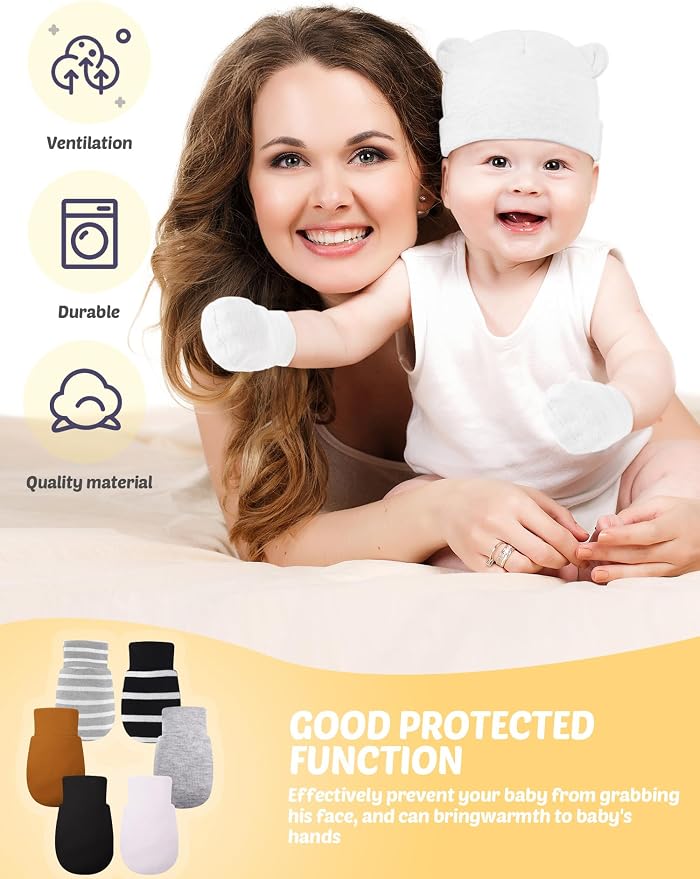 Geyoga 12 Pcs Baby Hat | Newborn Hats Mittens - Image 3