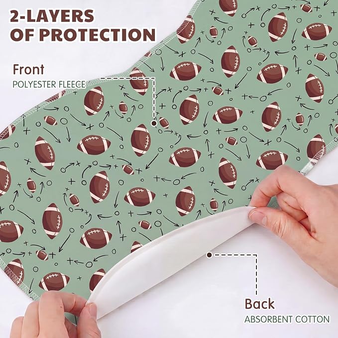 SmoothNovelty 5 Pack Football Baby Burp Cloths Soft Absorbent Burping Rags - Image 3