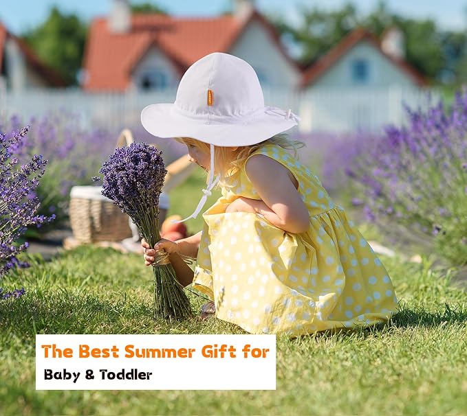 Baby Girl Sun Hat with UPF 50+ Outdoor Adjustable Toddler Beach Hat with Wide - Image 4