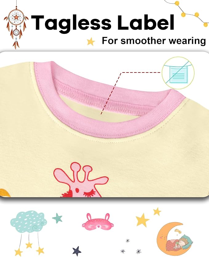 DAUGHTER QUEEN Girls Summer Pajamas Set 4 Pieces 100% Cotton Sleepwear Size 18 - Image 3