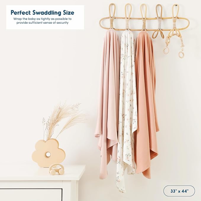 3-Pack Ultra Soft Stretchy Jersey Knit Baby Swaddle Blankets, 33x44 | Snug - Image 2