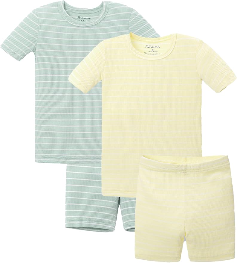 AVAUMA Stripe Pattern Baby Boys Girls Pajama Set Kids Toddler Snug fit Ribbed by AVAUMA