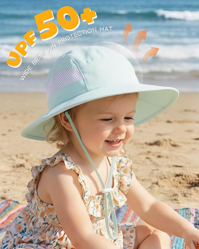 HONGTEYA 2 Pack Baby Sun Hat Infant Toddler Boys Girls Sun Protection Bucket - Image 2