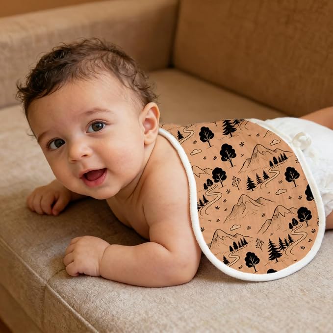 6 Pack（3×2） Western Baby Burp Cloths, Contoured Burp Rags - Image 4