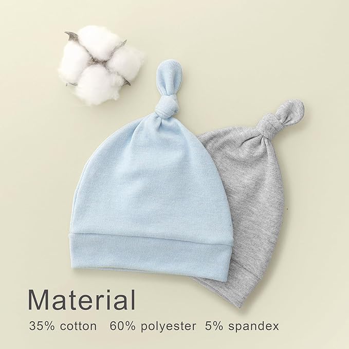 DRESHOW BQUBO 8 Pack Unisex Baby Beanie Hat Infant Toddler Kid Hats Baby Soft Cute Knit Cap Nursery Beanie