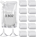 Meanplan 100 Pcs Plastic Pouches Bulk Reusable Squeeze Pouches Clear Plastic Juice Leak Proof Bags with Funnel for Party Favors Supplies(3.5 oz,Inclined Mouth)