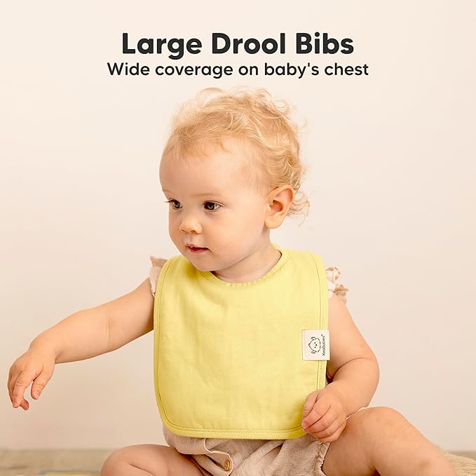KeaBabies 8-Pack Organic Baby Bibs for Boys, Girls - Super Absorbent Cotton Drool Bibs for Baby Girl & Boy, Teething Toddler, Drooling Newborn, Ultra Soft & Machine Washable (Dawn)