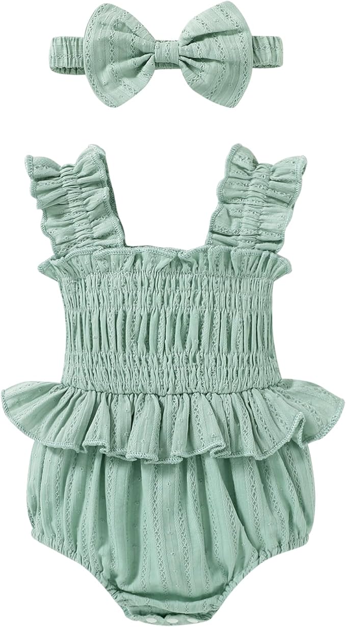 YOUNGER TREE Baby girl Romper Infant Summer Clothes Ruffle Sleeveless One Piece by YOUNGERTREE