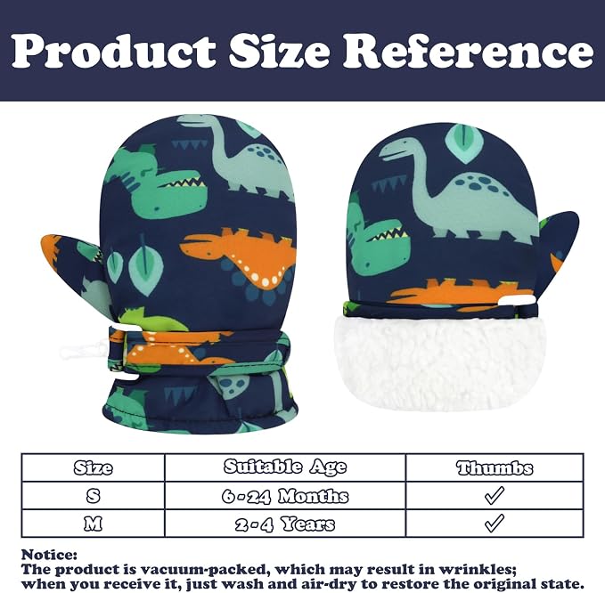 Sarfel Toddler Mittens Waterproof Toddler Gloves Baby Winter Mittens Toddler - Image 6