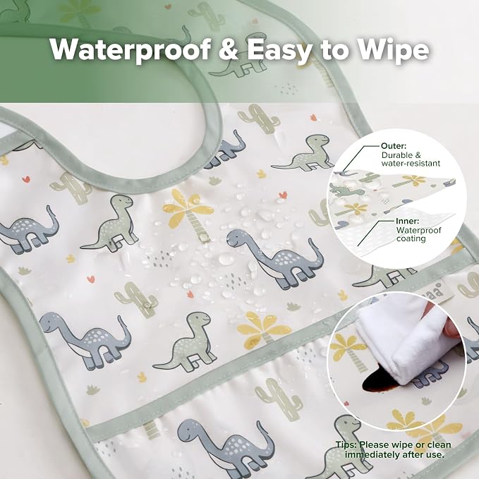 haakaa Waterproof Baby Bibs for Eating 2pcs for 6-24M - Image 3
