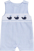 Newborn Baby Boys Sleeveless Seersucker Romper One Piece Straps Overalls by Arvbitana