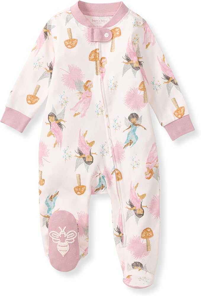 Burt's Bees Baby Girls' Organic Cotton, Sleep and Play Footed Pajamas | Easy by BurtsBeesBaby