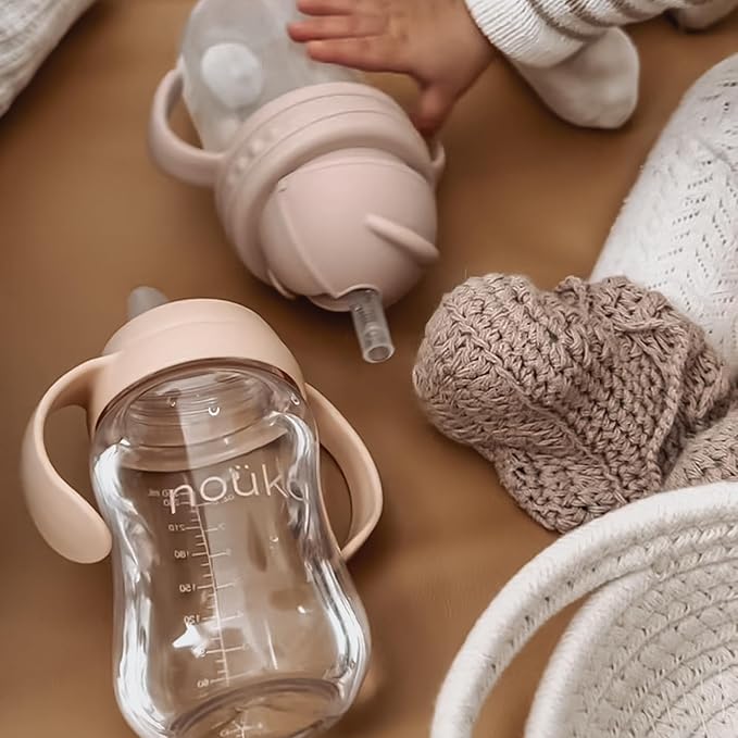 nouka Soft Spout Tritan Sippy Cup | Leak Proof and Easy Grip | Removable Handles | Fern