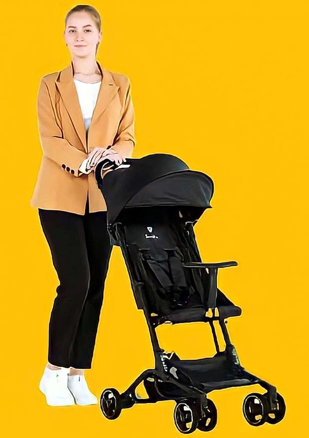 Lightweight Foldable Travel Stroller - Baby Toddler Stroller with Swivel Wheels, Sun Canopy & Reclining Backrest - Red