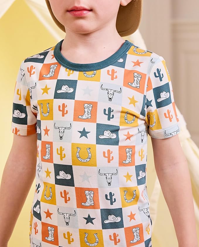 babee Reshinee Bamboo Viscose Toddler Boys Pajamas Set, Short Sleeve Kids - Image 3