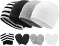 BQUBO Baby Hats and Mittens Infant Cotton Beanie Gloves No Scratch Set Newborn by DRESHOW