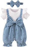 YINGISFITM Newborn Baby Girl Summer Clothes Short Sleeve Bubble Romper Bow by YINGISFITM
