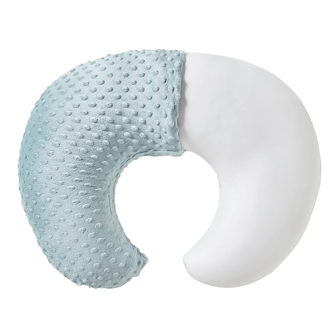 Nursing Pillow and Positioner, Breastfeeding, Bottle Feeding, Baby Sitting Support with Removable Ultra Soft Cover, Tummy Time Support for Baby Boys and Girls (Cloud Blue)