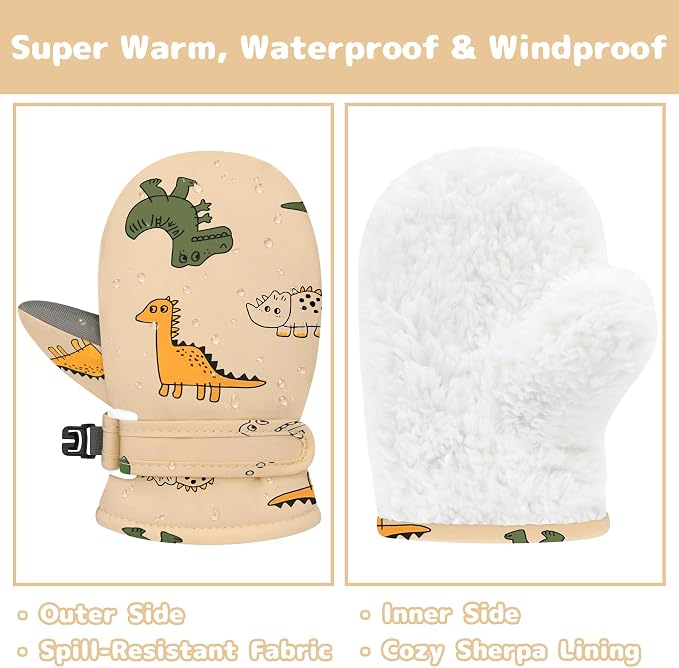Olreco Baby Toddler Mittens Waterproof Infant Baby Winter Mittens Toddler Snow - Image 2