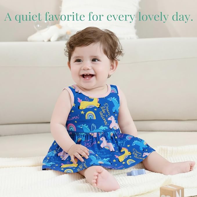 PATPAT Baby Girl Bamboo Viscose 2-Pack Romper & Dress | Color-Coded Snaps - Image 7