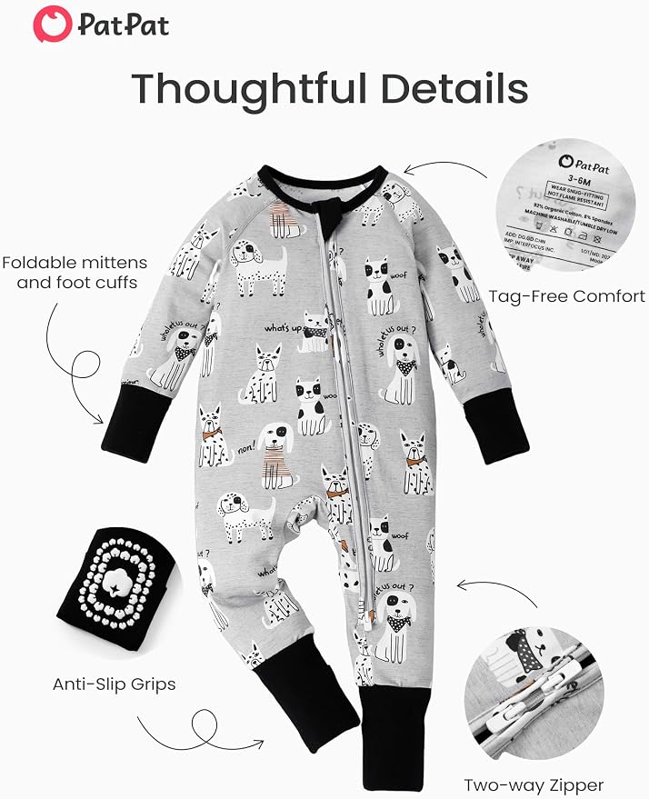 PATPAT Organic Cotton Baby Footie Pajamas - Image 5