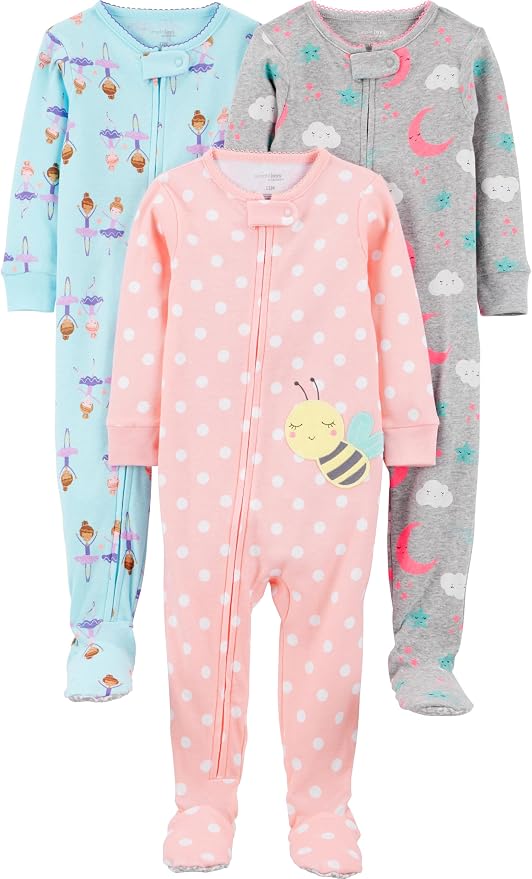 Simple Joys by Carter's Girls 3-pack Snug Fit Footed Cotton Pajamas by SimpleJoysbyCarters