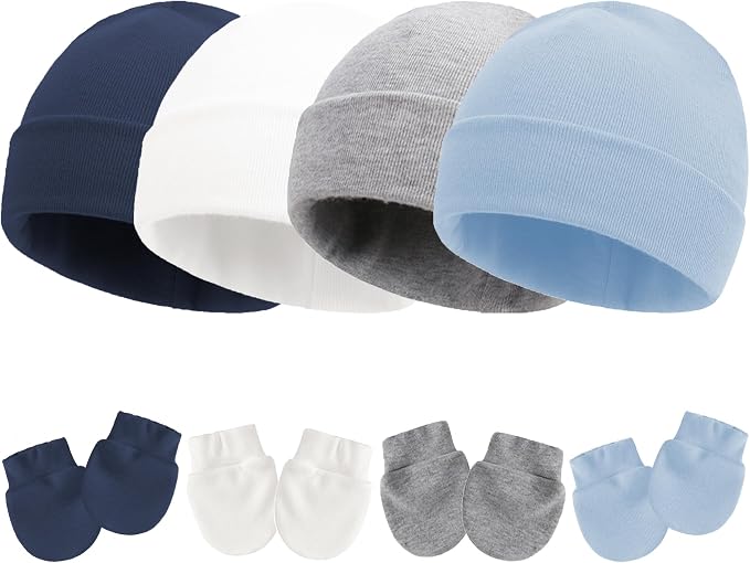UTTPLL Newborn Hats Mittens Set Toddler Girls Boys Cotton Nursery Hospital by UTTPLL