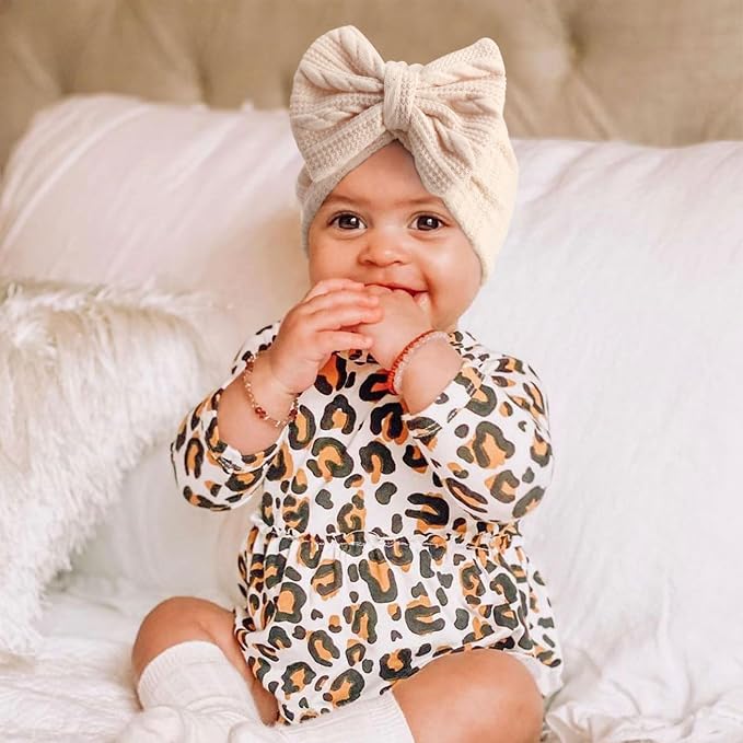 DRESHOW BQUBO 5 Pieces Newborn Baby Turban Hats Bow Baby Infant Beanie - Image 4