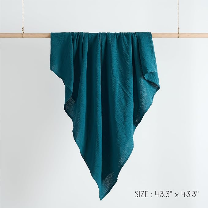 Meracorallo Muslin Swaddle Blanket, 100% Cotton, Teal Blue | Soft Breathable - Image 6