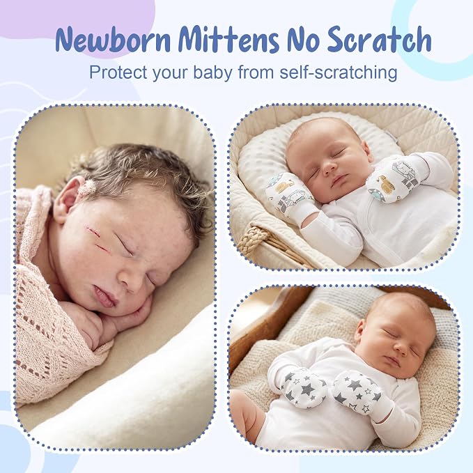 8 Pairs Baby Mittens No Scratch, Cotton Newborn Gloves Infant Mittens - Image 4