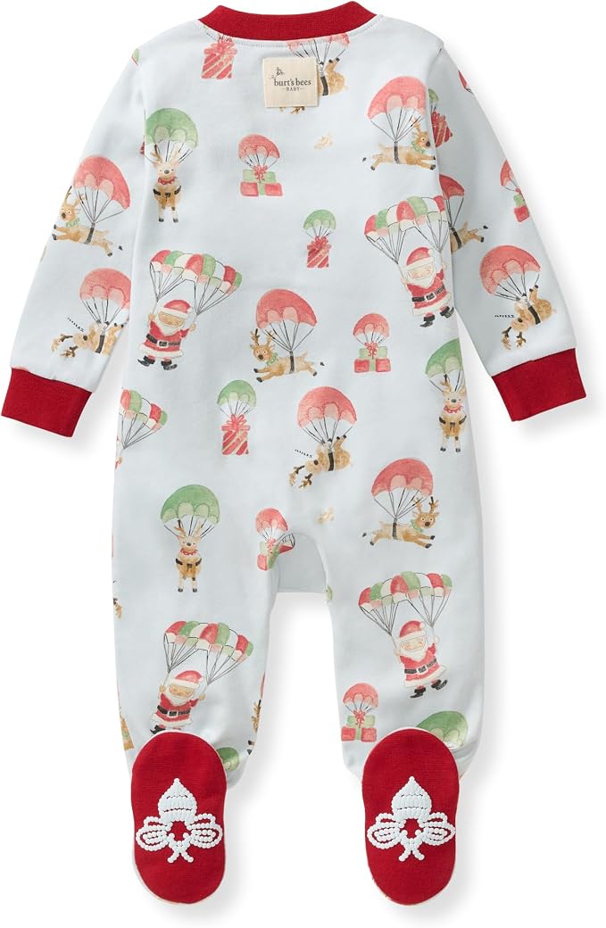 Burt's Bees Baby Girls' Organic Cotton, Sleep and Play Footed Pajamas | Easy - Image 2