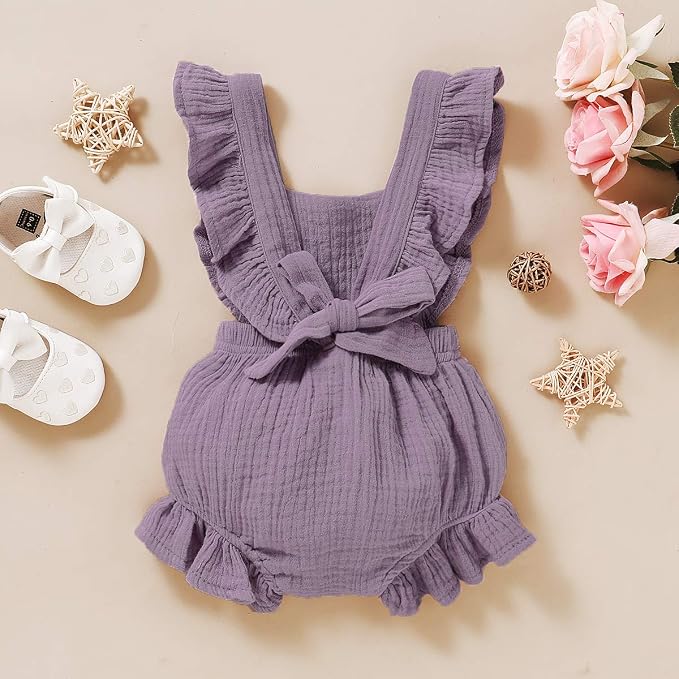 YOUNGER TREE Toddler Baby Girl Ruffled Sleeveless Romper Casual Summer Jumpsuit - Image 3
