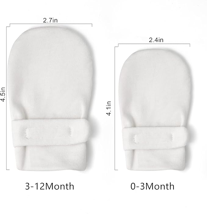 Newborn Baby No Scratch Mittens Stay On, 100% Cotton Breathable, Adjustable - Image 6