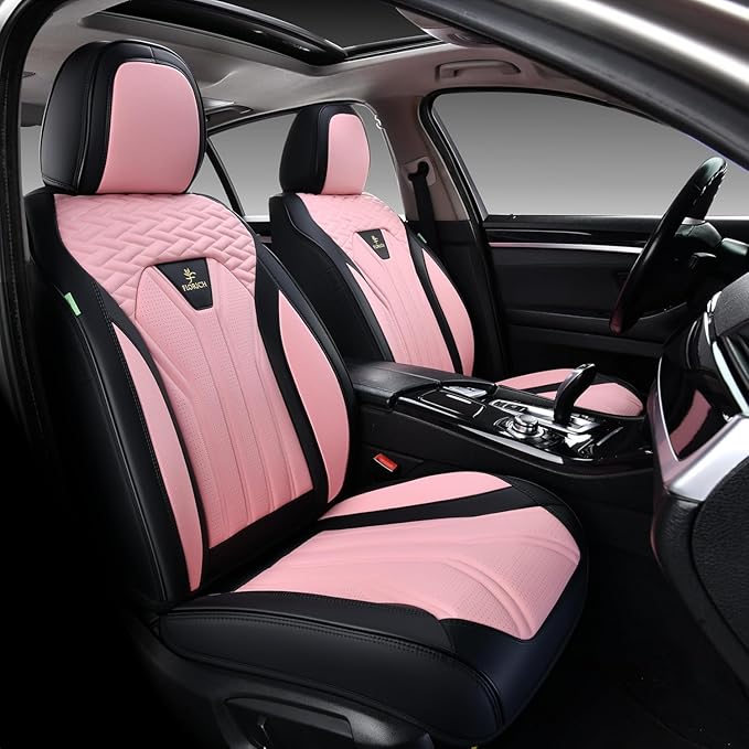 FLORICH Leather Seat Covers Pink Car Seat Covers Full Set Car Seat Protectors 5 Seats Driver Seat Covers Fit for Most Cars Trucks SUV