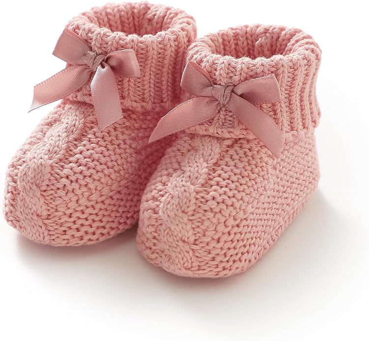 Baby Booties Newborn 100% Cotton Cozy Knit First Shoes | Soft Cute Shower Gift by DovFanny