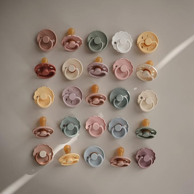 FRIGG Rope Natural Rubber Baby Pacifier | Made in Denmark | BPA-Free (Olive/Sage, 6-18 Months)