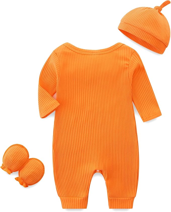 Baby Romper with Baby Mittens & Newborn Hats Footless Long Sleeve - Image 2