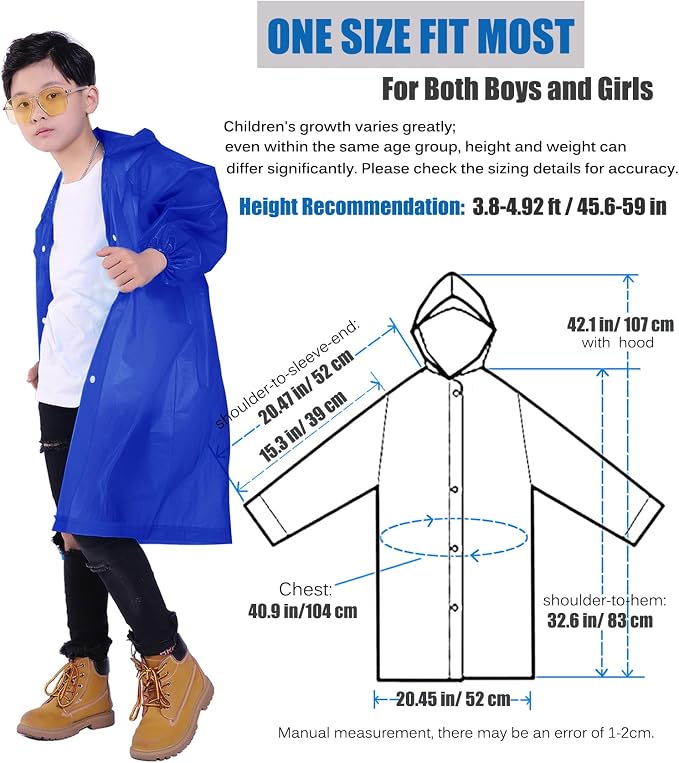 Kids Rain Jacket, 2 Pack Rain Ponchos - Image 2